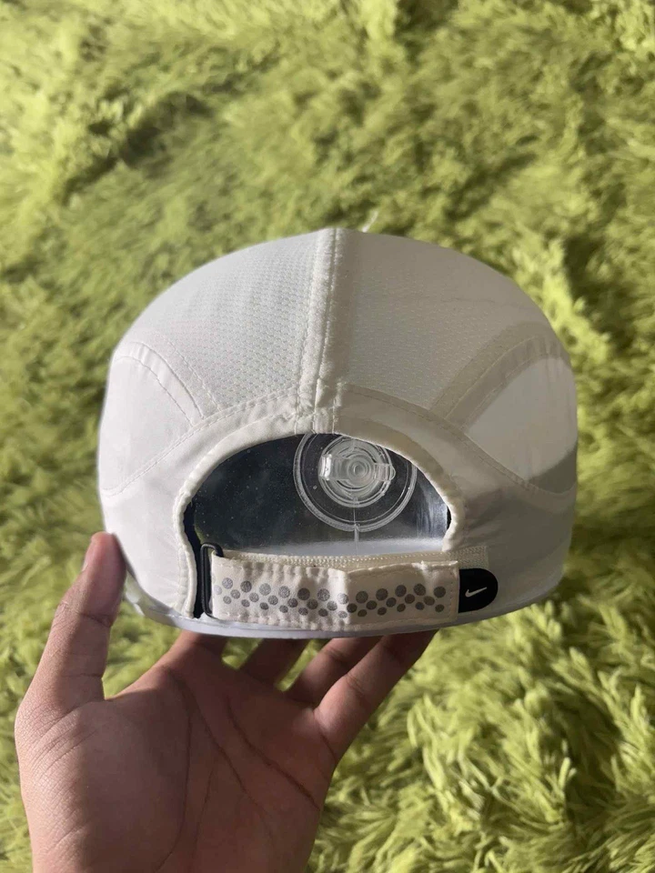 Vintage 90s Nike Cap Strap Back White Black Swoosh Logo Panel Athletic Hat!!!! - Image 4 of 4