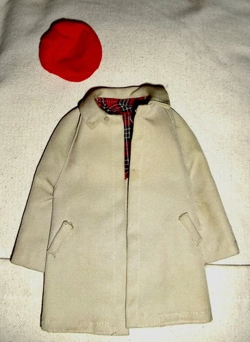 VTG BARBIE  KEN RALLY DAY TAN COAT & RED HAT #788 CRISP 1960's