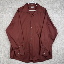 Van Heusen Lux Sateen Regular Fit Men's Brown Dress Shirt Collared 18 34/35