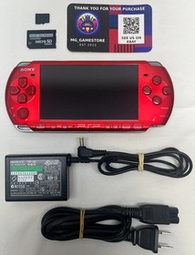 PSP 3000 Radiant Red / New Battery / Genuine Sony Charger / Region Free / 32GB