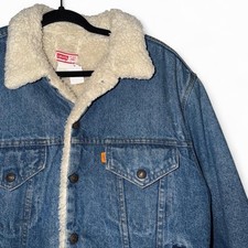 Vintage 70s/80s Levi s orange tab sherpa lined denim trucker jacket size 46