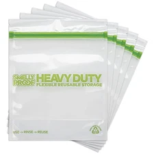 HEAVY DUTY Reusable STAND-UP Ziplock Bags for Food Storage by Smelly Proof, U...