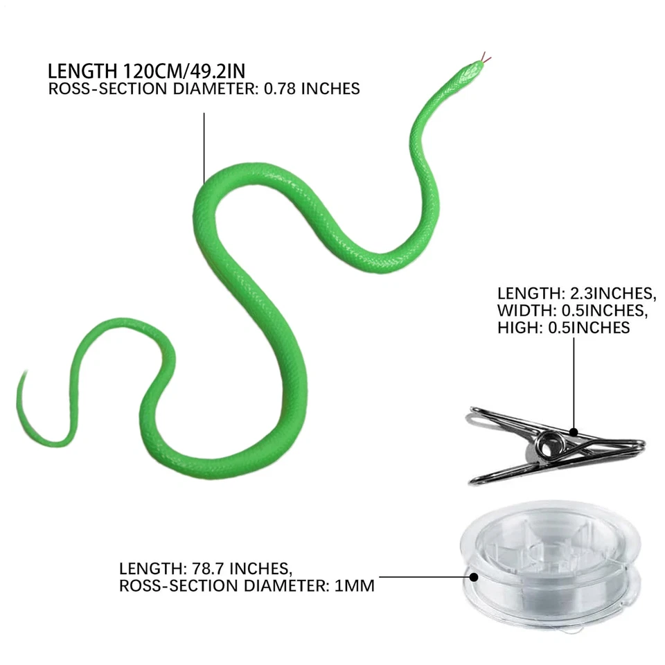 Accesorios de jardín de serpiente falsa de goma realista broma de Halloween juguetes de serpiente de miedo Foto 4 de 4