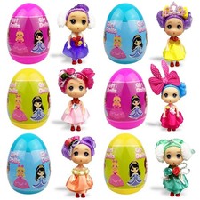 6 Pack Prefilled Jumbo Easter Eggs with Girl Doll Toys inside for Kids Girls Boy