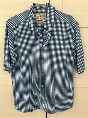 Esprit Herren Hemd - 40 M Kurzarm - Blau Weiß Kariert - Wasen Oktoberfest