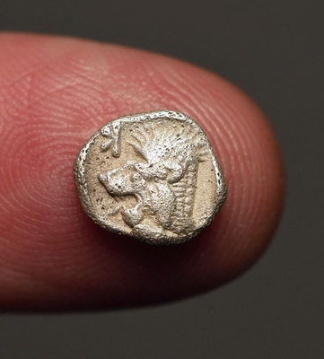 #ad G24 47 MYSIA Kyzikos. Circa 450 400BC AR Di Obol Roaring lion Boar amp; Tuna $52.00