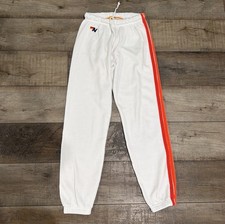 Aviator nation white sweatpants with neon stripes Size M