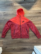 Nike Windrunner Men's Hooded Windbreaker Full Zip Zipped Pockets Red Size L