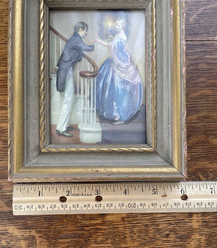 Cromolitografia stile coloniale vittoriano vintage stampa artistica coppia romantica - Foto 11 di 11