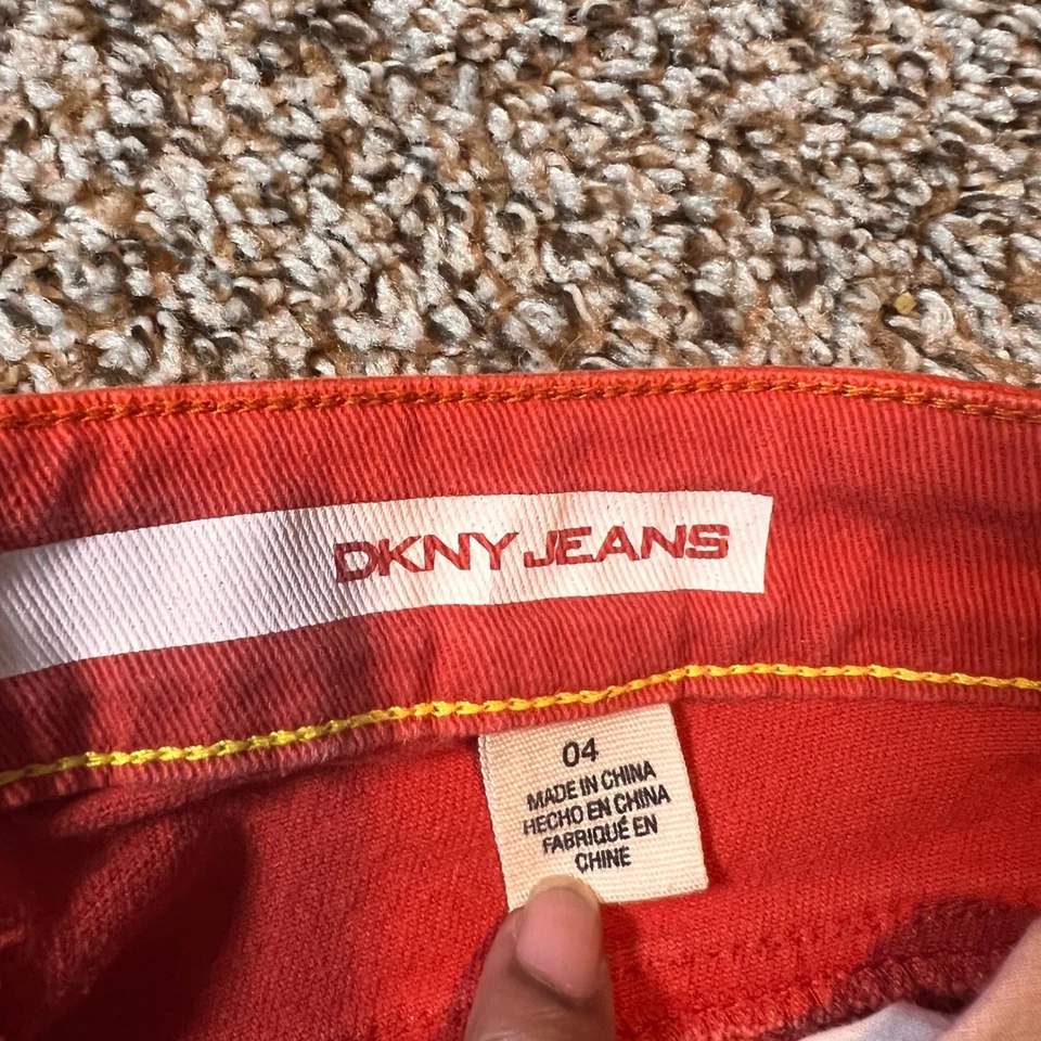 DKNY Jeans Soho Skinny Orange Denim Pants Size 04 Women's — 第 2/4 张图片