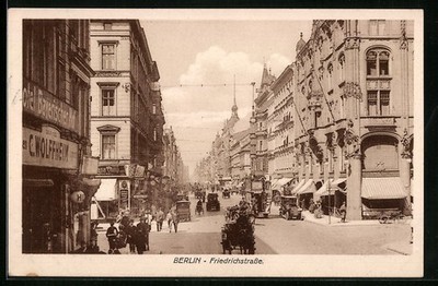 Berlin, Friedrichstrasse mit Hotel Bayerischer Hof, Ansichtskarte 1912 