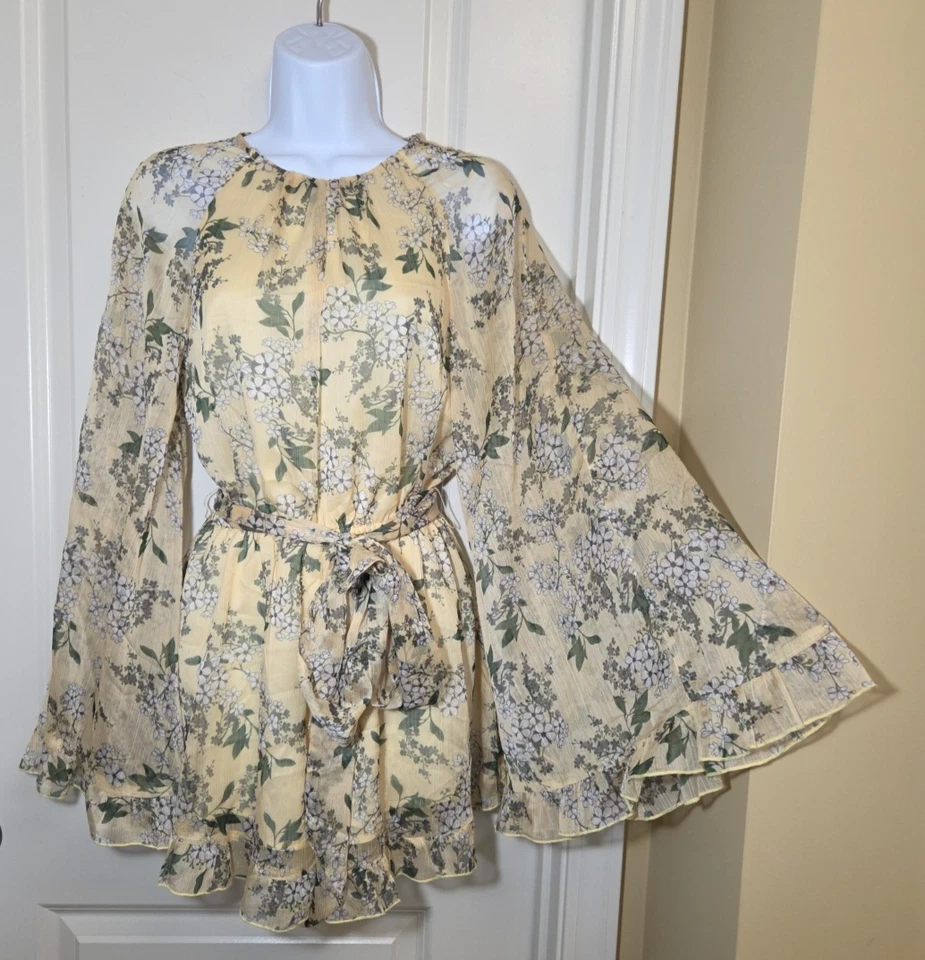 Mameluco floral Keepsake The Label delicioso limón XS amarillo con volantes de gasa Foto 3 de 4