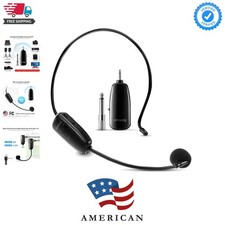 Wireless Microphone Headset, UHF Wireless Headset Mic System, 160ft Range,1/8...