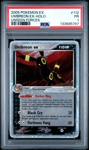 2005 Pokemon Ex Unseen Forces #112 Umbreon EX Holo PSA 1 PR