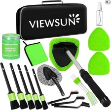 Windshield Cleaner Tool,Car Interior Cleaning Kit, Car InteGreen(16pcs)