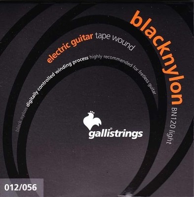 Gallistrings BN120 Light Black Nylon Tape Wound Guitar Strings 012/056