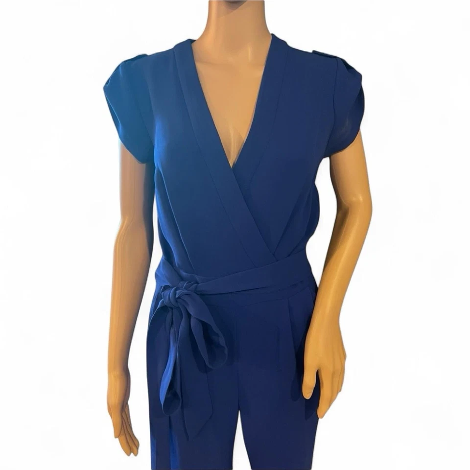 Mono envolvente Diane von Furstenberg talla 0 vibrante azul cobalto pierna ancha con cinturón Foto 2 de 4