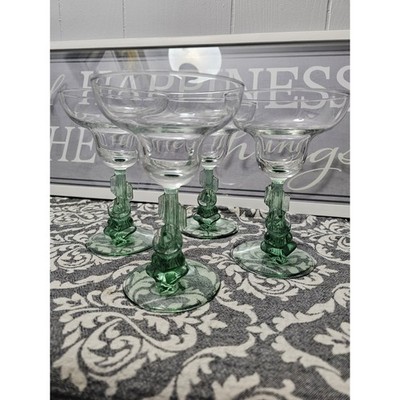 Vtg Luminarc Margarita Glasses Set of 4 Mexican Siesta Sombrero Man Cactus