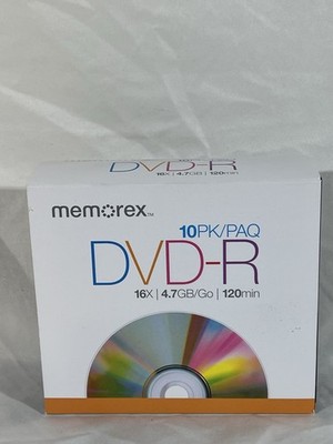 Memorex DVD-R 10PK Slim Case 16X 4.7GB /GO Recordable Disks New But No Seal