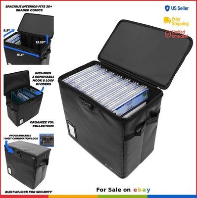 Graded Comic Book Storage Bin Fits 30 Slabs Fire Resistant Lockable Dividers