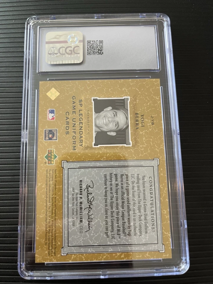 2001 SP Legendary Cuts Game Jersey #J-YB Yogi Berra Mint 9 - Image 3 of 4