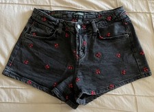 Wild Fable Shorts Womens 6 Black Embroidered ...