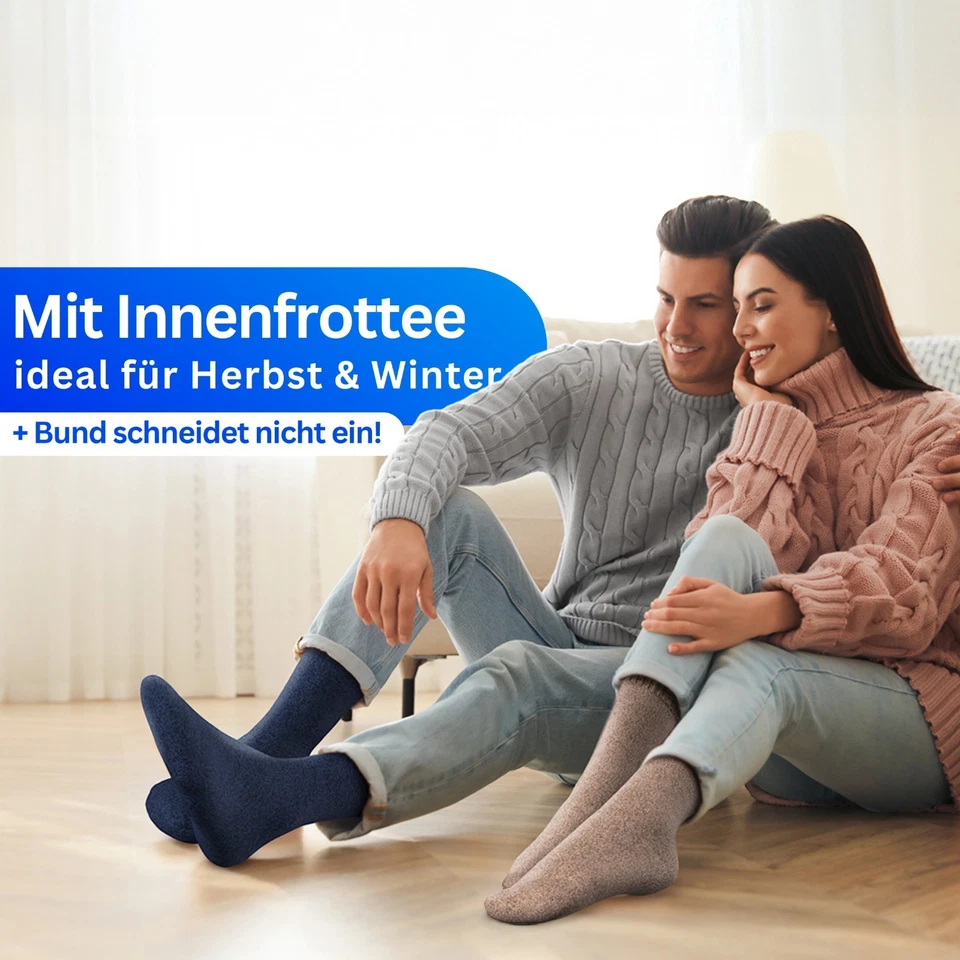 6 Paar Thermosocken (85% Baumwolle) Winter Socken Warm Vollfrottee Damen Herren - Bild 2 von 4