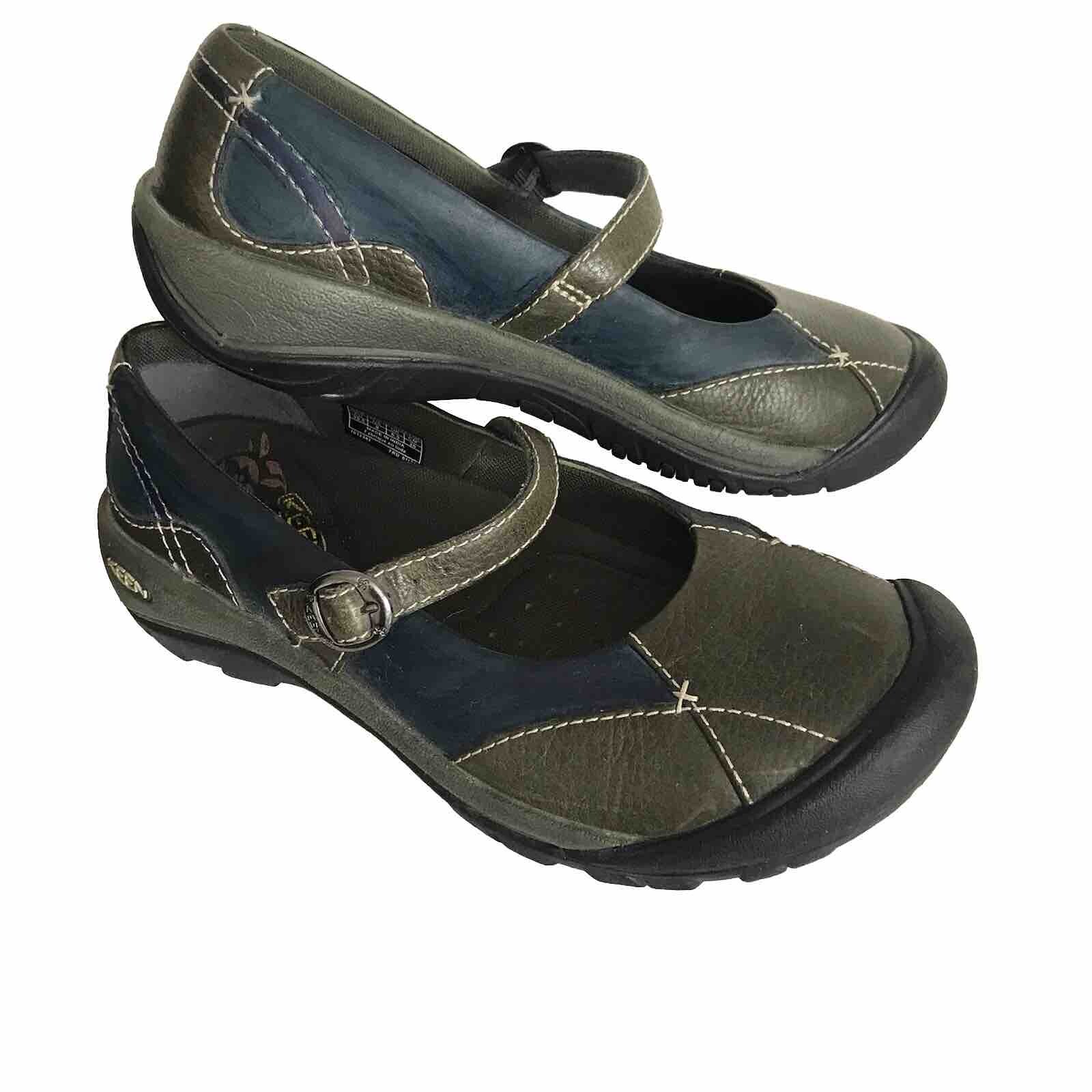 Scarpe Keen donna Presidio MJ taglia 9M oliva blu navy Mary Jane mocassino atletico modesto
