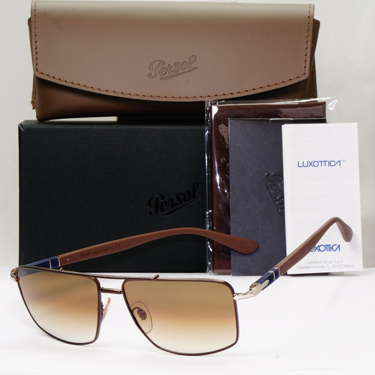 Persol Sunglasses 2013 Navigator Brown Gradient Metal Pilot 2430-S