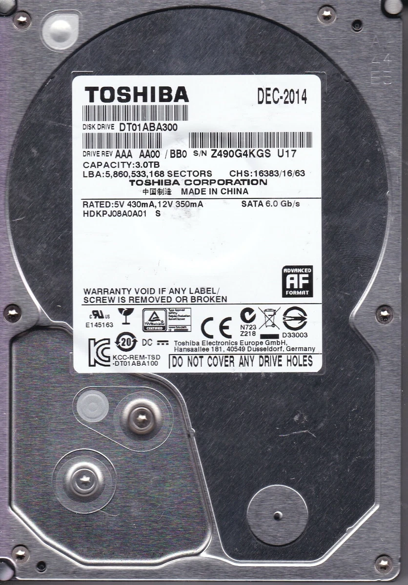 Toshiba Internal Hard Disk Drives 3 TB Storage Capacity for sale