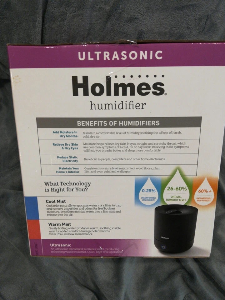 Holmes 0.36 Gal No Filter Needed Top Fill 16hr Ultrasonic Cool Mist Humidifier - Image 3 of 3