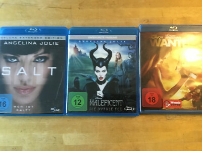 Angelina Jolie [3 Blu Ray] Salt + Wanted (FSK18) + Maleficent