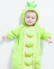 Peapod Halloween Costume Baby Infant Bunting Green Hooded Plush-size 0-6 months