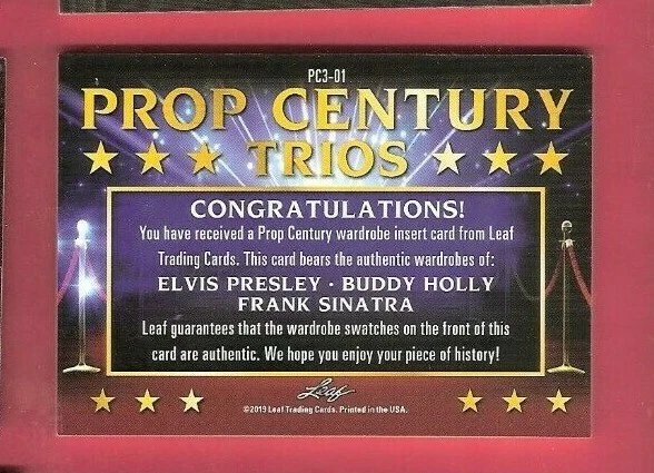 Elvis Presley BUDDY HOLLY Frank Sinatra WORN RELIC SWATCH WARDROBE CARD #d 63/85 - Image 2 of 4
