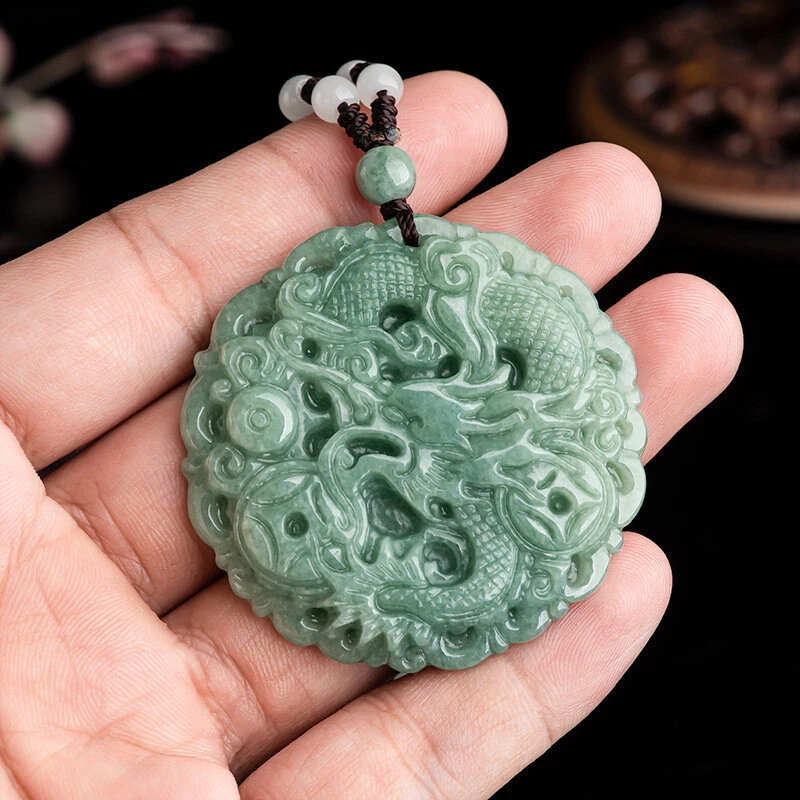 Natural Jade Dragon Brand Zodiac Dragon Pendant Ice Jade Necklace for Men and Wo