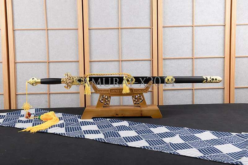 Фитинги из сплава золотой дракон китайский меч с кисточками сложенное стальное острое лезвие - Изображение 2 из 4