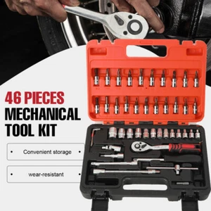 Ensemble d'outils mécaniques 46PCS Kit de réparation de clé à cliquet rapide avec/boîte de stockage
