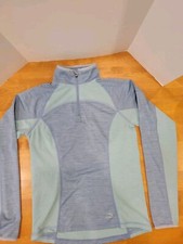 LL Bean Teal Blue Quarter Zip Highneck Pullover Youth Size M Mint Condition