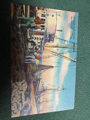 Vintage Postcard California San Francisco Fishing Fishermans Wharf Boats Nets