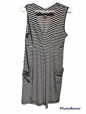 Calvin Klein Womens size 6  jersey knit stripe dress black/white EUC
