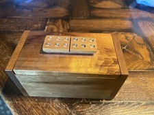 DOMINO Game Set w/ Figural Wood BOX drinking gambling