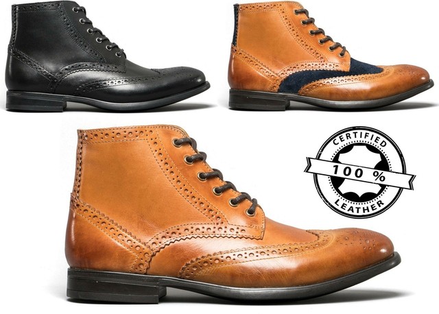 men's leather ankle boot with g brogue