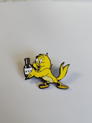 Cartoon Yellow Bird With Liquor Bottle