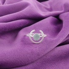 Sterling Silver Faceted Aqua Chalcedony Gemstone Band Ring Jewelry Size All Size