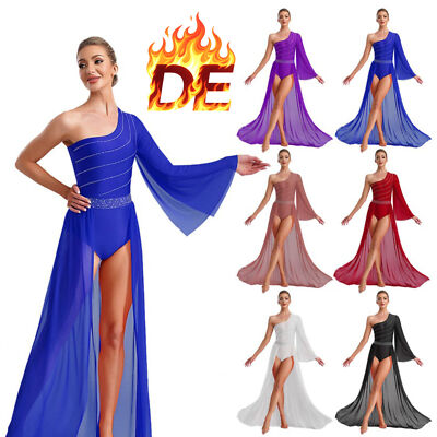 DE Agoky Damen Tanzkleid Rumba Tango Kleider Eiskunstlau Ballettanzug Kostüme