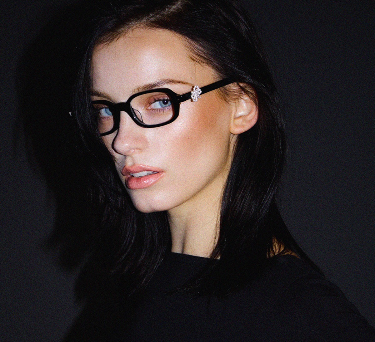 Mardi Mercredi SQUARE GLASSES M.O-002_BLACK + Ribbon Charm