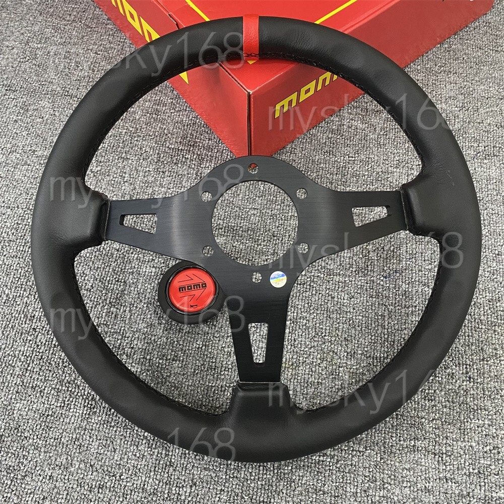 13'' Red line Red horn Deep Dish Racing MOMO Steering Wheel Car
