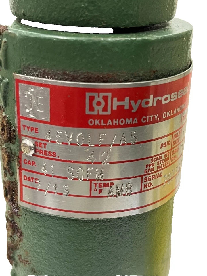 HYDROSEAL 4V01F /A5 42 PSI WCB SAFETY RELIEF VALVE 1" NPT M 42 PSI - Image 3 of 3