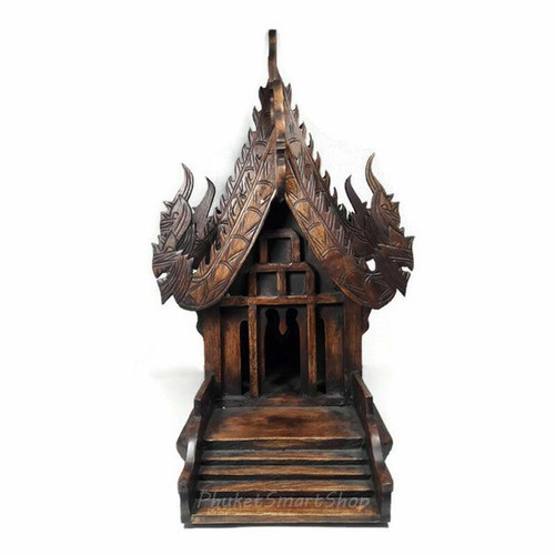 Teak Wood Thai Buddhist Temple Model Spirit House Hand Carved Premium Large Size - Picture 7 of 11