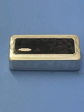 Vtg Antique Shaving Brush Case Metal.￼ beautiful Early P￼iece W/Open Monogram.